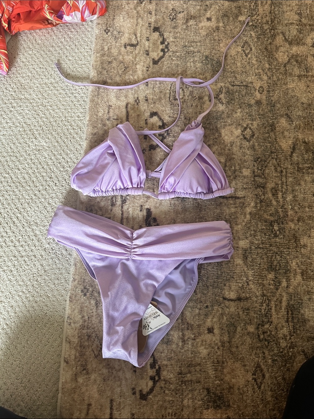Lavender Ruched Triangle Bikini Set - Women Swim Bikinis